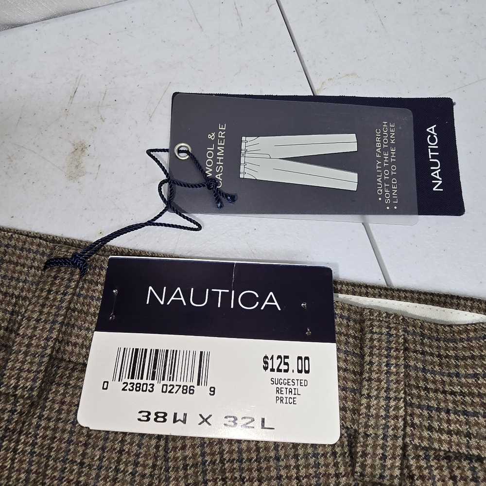 (New) Nautica Brown Dress Pants with Textured Weave (Size 38 X 32)